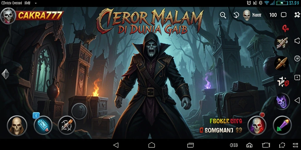 Tangkapan layar CAKRA777 menunjukkan suasana gameplay yang mencekam dan menyeramkan.